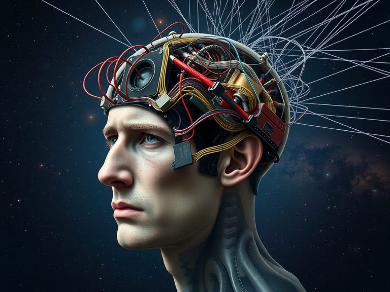 A man's brain merges with electronics
